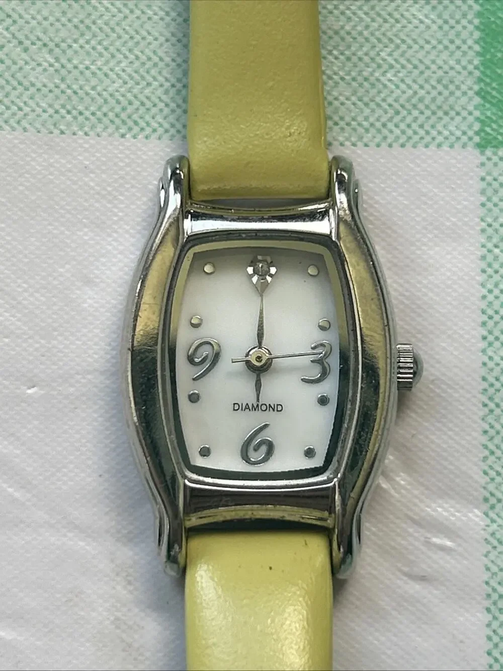 Silver Tone Greenish Yellow Band Women’s Quartz Watch